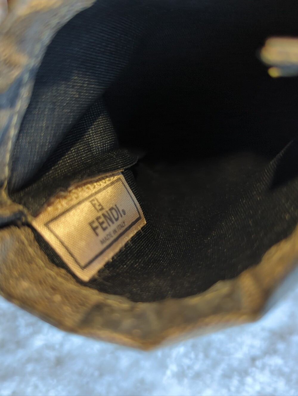 Fendi Vintage Brown and Black Checkered Drawstring Pouch For Phone Sunglasses - Picture 5 of 6